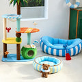 Aqua Striped Pet Bed detail image