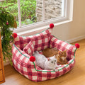 Caspian Plaid Pet Bed Set detail image