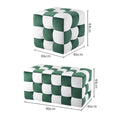 Black And White Grid Footstool, Velvet