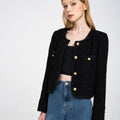 Single-breasted Metallic Thread Tweed Jacket