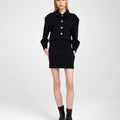Button-embellished Stretched Woven Dress
