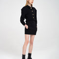 Button-embellished Stretched Woven Dress