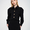 Button-embellished Stretched Woven Dress