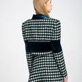 Asymmetric Houndstooth Tweed and Velvet Spliced Wrapped Wool-blend Mini Skirt
