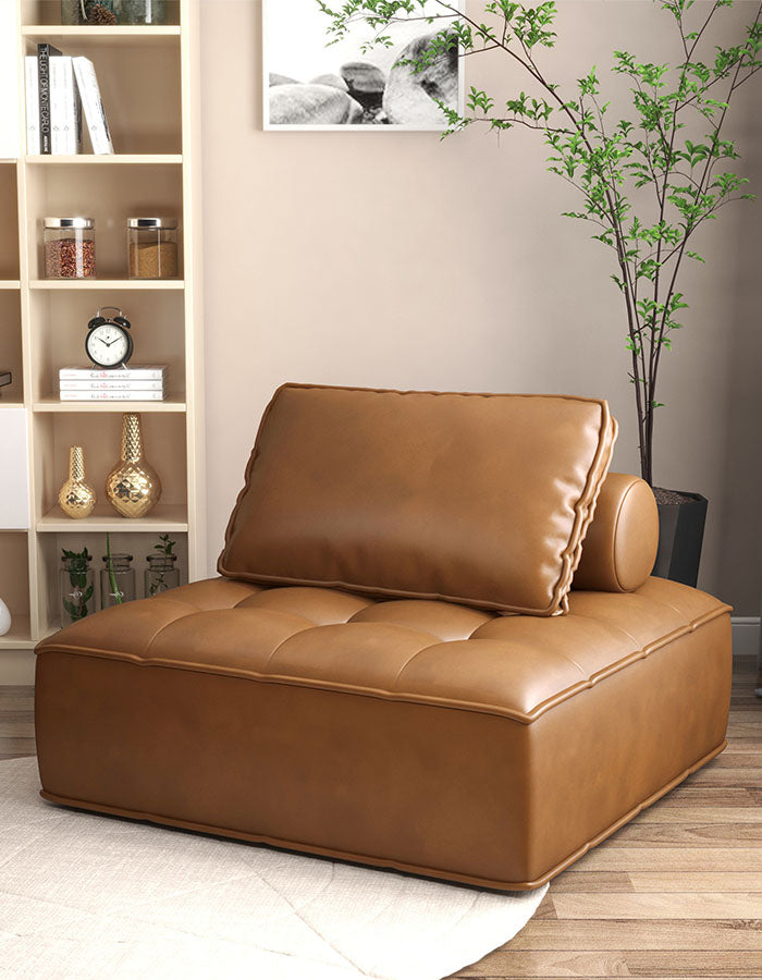 Noah Single Sofa, Leather, Linen