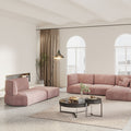 Lllona  Pink Three Seater Corner Sofa Set, Suede