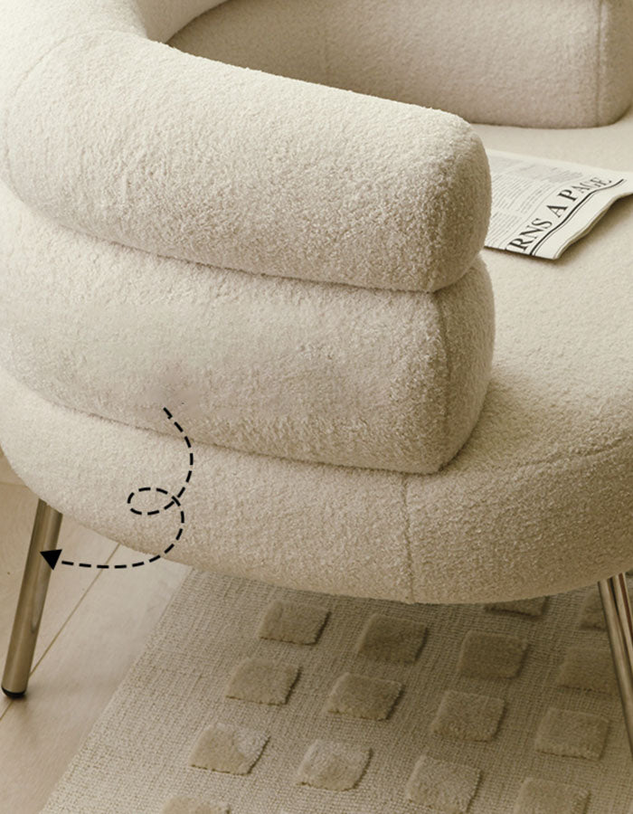 Odele Round Armchair, Boucle, Leathaire