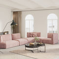 Lllona  Pink Three Seater Corner Sofa Set, Suede
