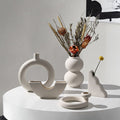 Lirio Ceramic Vase, White, Multiple Shape-Le Di Vita- | Le Di Vita