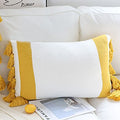 Zhurie Striped Fringe Cushion-Le Di Vita-Yellow-35*55cm- | Le Di Vita