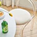 Curved Clear Plastic Dressing Table Chair, Cashmere Seat Pad-Le Di Vita- | Le Di Vita