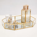 Gold & Glass Mirrored Jewellery Tray Polygon-Le Di Vita- | Le Di Vita