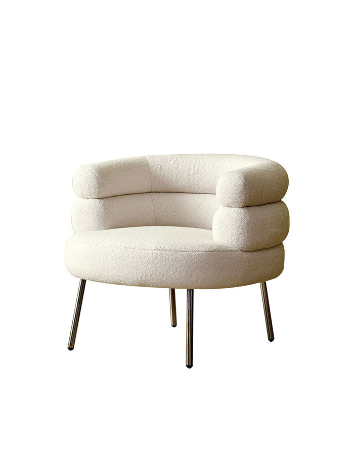 Odele Round Armchair, Boucle, Leathaire