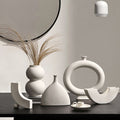 Lirio Ceramic Vase, White, Multiple Shape-Le Di Vita- | Le Di Vita
