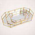 Gold & Glass Mirrored Jewellery Tray Polygon-Le Di Vita- | Le Di Vita