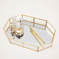 Gold & Glass Mirrored Jewellery Tray Polygon-Le Di Vita- | Le Di Vita