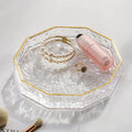 Gold & Glass Ripple Polygon Jewellery Tray, Jewellery Holder, Plate-Le Di Vita- | Le Di Vita