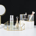 Grey Gold & Glass Brush Storage Pot, Jewellery Boxes-Le Di Vita- | Le Di Vita
