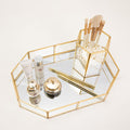 Gold & Glass Mirrored Jewellery Tray Polygon-Le Di Vita- | Le Di Vita