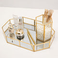 Gold & Glass Mirrored Jewellery Tray Polygon-Le Di Vita- | Le Di Vita