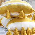Zhurie Striped Fringe Cushion-Le Di Vita-Yellow-45*45cm- | Le Di Vita