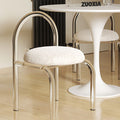 Curved Clear Plastic Dressing Table Chair, Cashmere Seat Pad-Le Di Vita- | Le Di Vita
