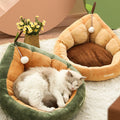 Avocado Pet Bed for Dogs and Small Cats, Green & Orange