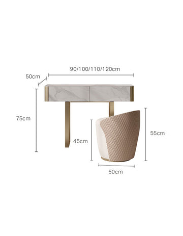 Blakely Dressing Table with gold legs and marble effect finish