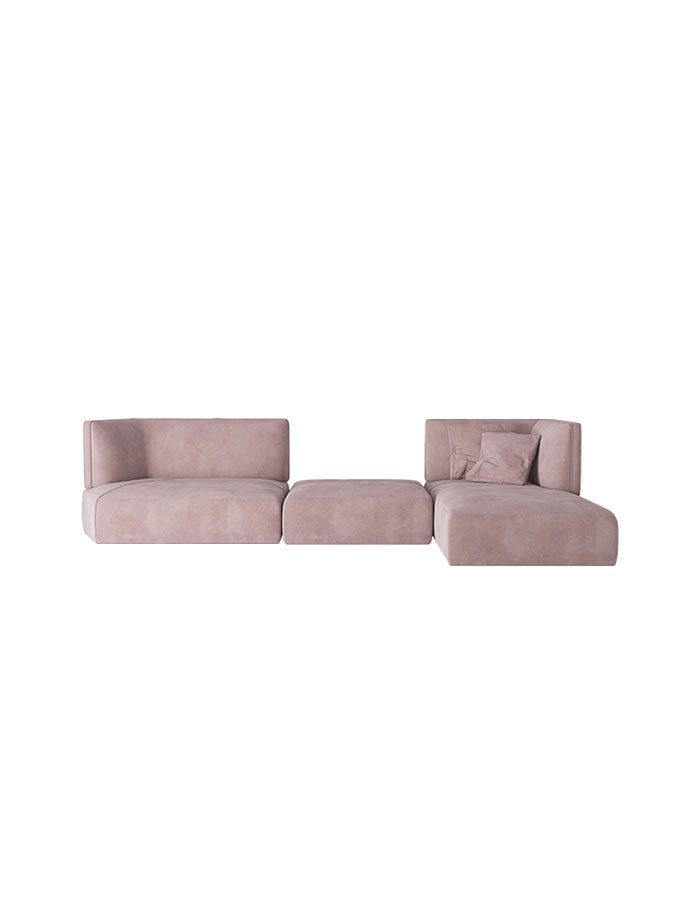 Lllona  Pink Three Seater Corner Sofa Set, Suede