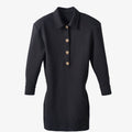 Button-embellished Stretched Woven Dress