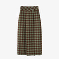 Button-embellished Checked Wool-blend Pleated Dress